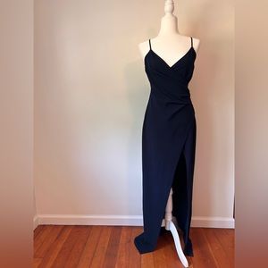 Navy maxi wedding guest dress